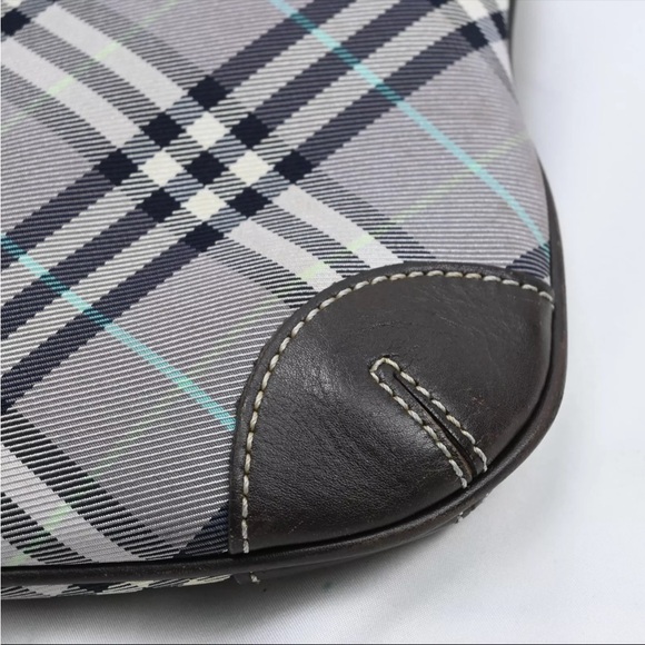 BURBERRY BLUE LABEL Check Pattern Shoulder Bag Nylon Leather Black - EUC - Picture 6 of 16